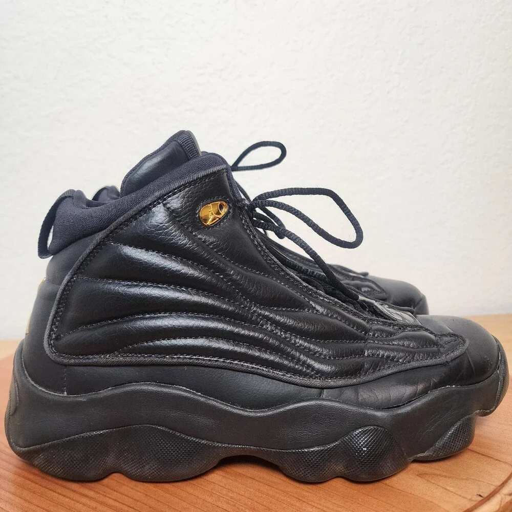 Jordan Shoes Youth Size 6.5Y Black Gold Leather Basketball Sneakers 407484-010